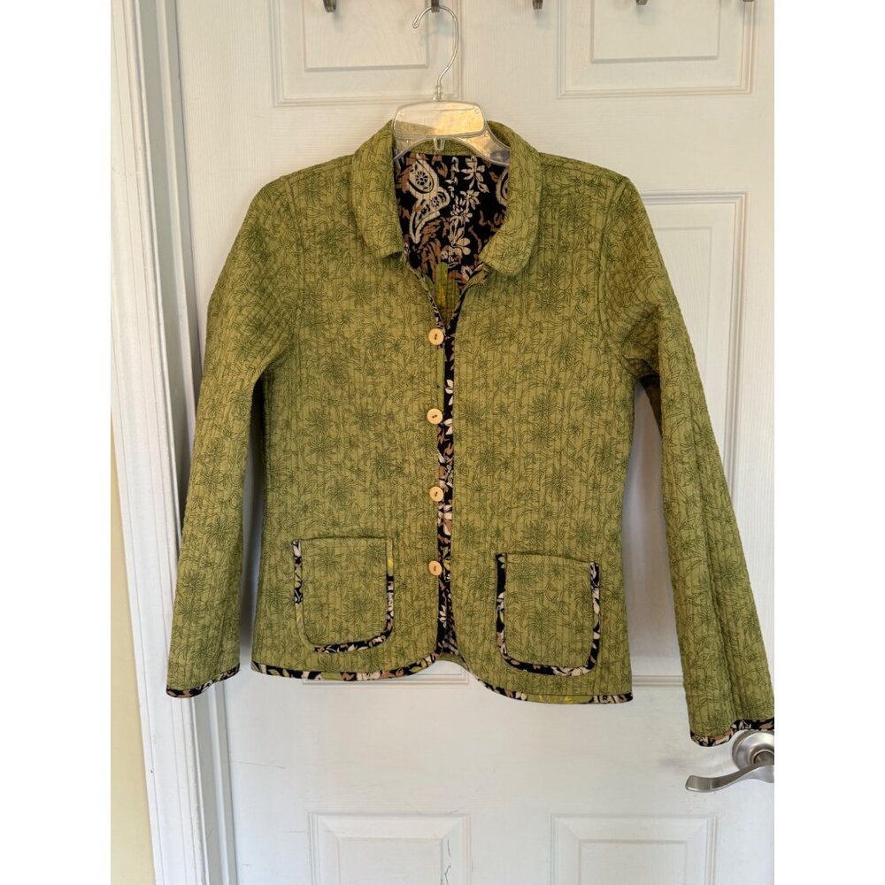 Provence d'amour Floral Button Down Quilted Reversible Jacket Medium - Picture 8 of 12